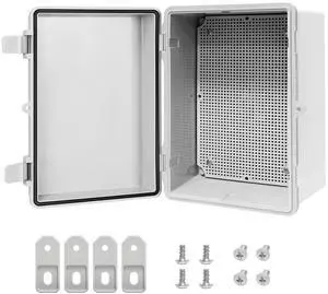 Junction Box ABS Plastic IP65 Waterproof Dustproof Universal Electrical Enclosure, Hinged Shell Outdoor and Indoor Usage Project Box11.4"x 7.5" x 5.5"(290 x 190 x 140mm), Grey