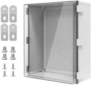 Electrical Box IP65 Waterproof ABS Plastic Enclosure Outdoor and Indoor Project Box Hinged Clear Cover with Mounting Plate Wall Brackets, Outer Dimension 19.7"x 15.7" x 7.9"