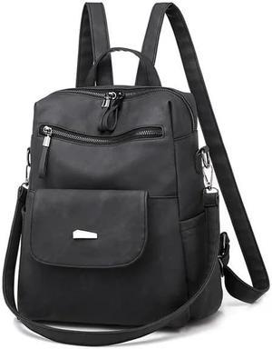 Women Backpack Purse PU Leather Designer Anti-theft Travel Backpack Fashion Shoulder Handbag Black