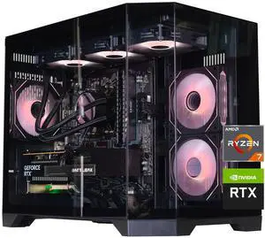 ICEWOLF Gaming Desktop PC , Ryzen7 7700, Geforce RTX 5060 ,B650M 32GB DDR5 1TB NVMe SSD, 650W GOLD PSU, Wi-Fi,Liquid Cooler,ARGB Fans , Windows 11 ,Prebuilt Gaming Pc New compute