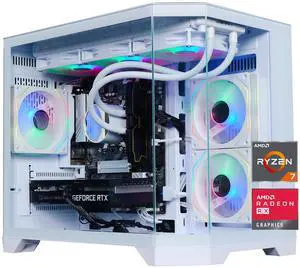 ICEWOLF Gaming Desktop PC -AMD Ryzen7 7700-AMD RX9060XT-B650M 32GB DDR5-1TB NVMe SSD-650W  PSU-Wi-Fi-Liquid Cooler-ARGB Fans -Windows 11-Prebuilt Gaming Pc-New compute
