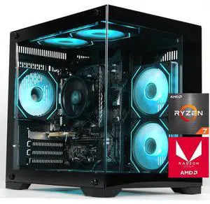 ICEWOLF Gaming Desktop, AMD Ryzen 7 5700G, 16GB DDR4, 1TBSSD, Windows 11 ,Black