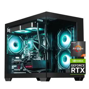 ICEWOLF Gaming Desktop PC, Ryzen7 5700X, Geforce RTX 5060 8G , 16GB DDR4,1TB NVMe SSD,550W  PSU, Liquid Cooler,Wi-Fi,ARGB Fans , Windows 11  ,Prebuilt Gaming Pc New compute
