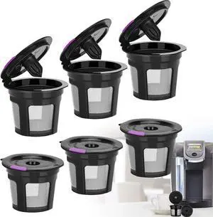 6 Pack Reusable K Cups for Keurig Refillable K CUPS Coffee Filters, Stainless Mesh Reusable Coffee Pods Compatible with Keurig 1.0 or 2.0 Keurig Coffee Maker, BPA Free