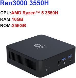 GenMachine Mini PC AMD Ryzen 5 3550H,16GB RAM 256GB M.2 NVMe SSD,AMD Radeon Vega 8 Graphics,2 x 4K Output, 1 x HDMI Ports,1 x DP Ports,4 x USB 3.0,Wifi5,Bluetooth4.2,Windows 11 Pro Desktop Computer