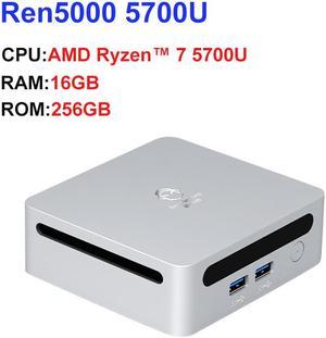 GenMachine Mini PC AMD Ryzen 7 5700U,16GB RAM 256GB M.2 NVMe SSD,AMD Radeon Graphics,2 x 4K Output, 2 x HDMI Ports,2 x USB 3.0,1 x Type-C,Wifi6,Bluetooth5.2,Windows 11 Pro Desktop Computer