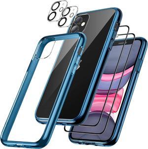 JETech 5 in 1 Case for iPhone 11 6.1-Inch, with 2-Pack Screen Protector and 2-Pack Camera Lens Protector, Full Coverage Tempered Glass Film, Shockproof Bumper Phone Cover (Navy)