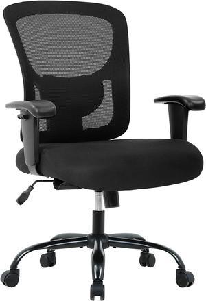 Big and Tall 400lb Office Chair, Ergonomic Executive Desk Chair Rolling Swivel Chair Adjustable Arms Mesh Back Computer Chair with Lumbar Support Task Chair for Women, Men (Black)