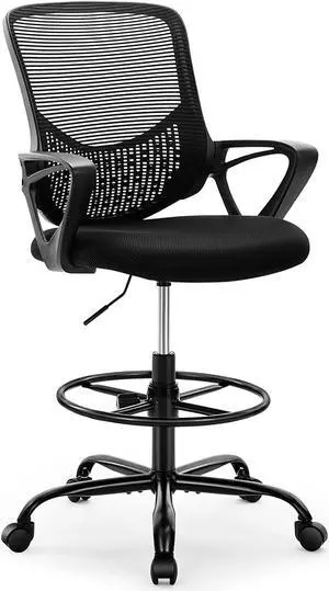 Drafting Tall Standing Desk Counter Height Office Chairs with Adjustable Foot Ring, Charcoal Black Drafting Tall Standing Desk Counter Height Office Chairs with Adjustable Foot Ring, Charcoal Black
