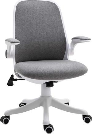 Vinsetto Office Chair 360° Swivel Task Desk Breathable Fabric Computer Chair with Flip-up Arms and Adjustable Height, Grey