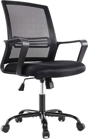 Smugdesk Ergonomic Mid Back Breathable Mesh Swivel Desk Chair with Adjustable Height and Lumbar Support Armrest for Home, Office, and Study, Black, Welcome to consult