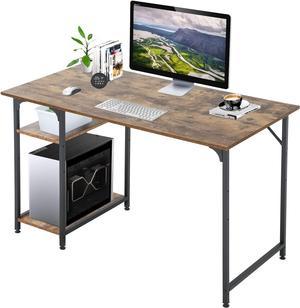 FDW Computer Desk with 2 Shelves, 47 inch Home Office Desk Gaming Study Writing Table, Modern Furniture for Home Office, Vintage