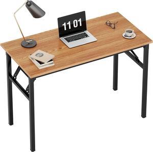 Need 31.5in Folding Computer Desk Foldable Work Desk Table Writing Desk Folding Home Office Desk, with BIFMA Certification, No Need to Assemble, Teak&Black, AC5BB-8040-CA