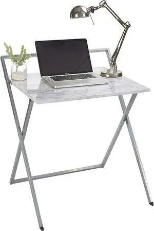 Urban Lifestyle Compact Folding Desk, White Marble