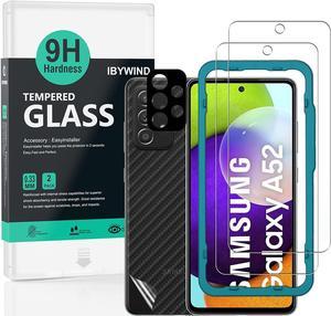 Ibywind Screen Protector For SamSung Galaxy A52 5G/4G/A52S,with 2Pcs Tempered Glass,1Pc Camera Lens Protector,1Pc Backing Carbon Fiber Film [Fingerprint Reader,Easy to install], Welcome to consult