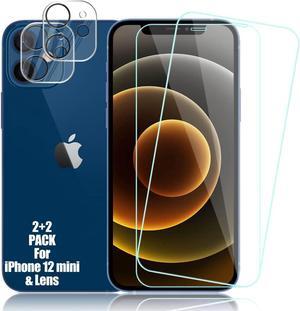BIGFACE Compatible with iPhone 12 Mini Screen Protector + Camera Lens Protectors, [2 + 2 Pack] Premium HD Clear Tempered Glass, 3D Curved Anti-Bubble Accuracy Film for iPhone 12 Mini(5.4 Inch)