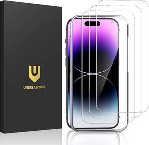 3-Pack Screen Protector for iPhone 14 Pro Max Double Shatterproof Tempered Glass [Easy Installation Frame] [9H Hardness] [99.99% HD Clear] [Case Friendly] for iPhone 6.7 inch