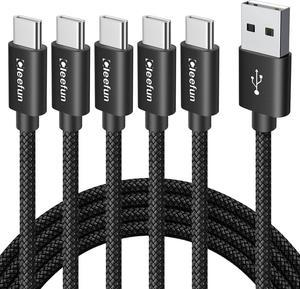 CLEEFUN USB C Cable 6ft, 5Pack USB A to USB Type C Charging Cable Fast Charge Braided Charger Cord for iPhone 16 15 Pro Max, Samsung Galaxy S24 S23 S22 S21 S20 FE Ultra S10, Pixel