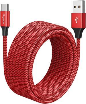 etguuds USB C Cable [20ft/6m], 1-Pack, Long USB-A 2.0 to USB-C Cable, Fast Charging Type C Charger Cord Nylon Braided for Samsung Galaxy Note, LG, Moto, Pixel, Switch, and Other USB C Devices - Red