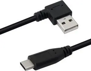 90 Degree USB Adapter Cable Right Angle USB 2.0 (Type-A) Male to USB 2.0 (Type-C) Male Fast Charge and Data Sync Cable 25cm