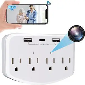 HD 1080P Wireless Dome Wall Outlet Camera, Mini Nanny Cam, WiFi Indoor Surveillance System with Motion Detector, Remote Monitoring for Baby, Pet, Home and Office Security HD 1080P Wireless Dome Wall Outlet Camera, Mini Nanny Cam, WiFi Indoor Surveillance System with Motion Detector, Remote Monitoring for Baby, Pet, Home and Office Security