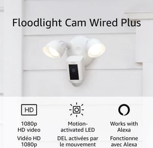 Ring Floodlight Cam Wired Plus with motion-activated 1080p HD video, White (2021 release)