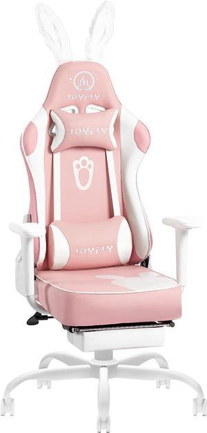 Soontrans Pink Gaming Chair with Footrest,Lovely Computer Game Chair,Desk  Chair for Granddaughter,Sister,Girlfriend,Wife and Love with  Headrest,Lumbar Support Gamer Chair (Pink) 