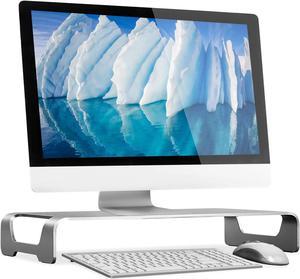 Mount-It! Aluminum Monitor Stand for iMac - Wide Unibody Monitor Riser - Metal Monitor Stand Desktop Organizer with Keyboard Storage - Universal Desktop Monitor Riser for PC, iMac, MacBook, Laptop