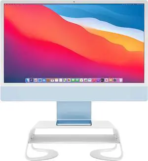 Twelve South Curve Riser Monitor Stand | Ergonomic Desktop Stand with Storage Shelf for iMac and Displays, Matte White