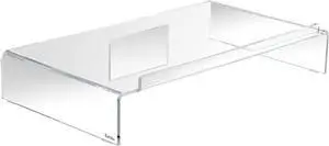 Kantek Acrylic Computer Monitor Stand with Keyboard Storage, Holds up to 50 Pounds, 21.25" x 11.9" x 3.4", Clear