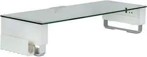 Mount-It! Glass Monitor Stand with 3 USB Ports | Desktop Riser Fits 24, 27, 30, 32 Inch Screens, 66 Lbs Capacity