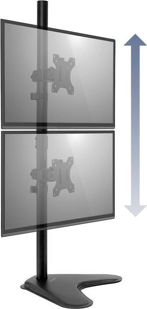 Mount-It! Vertical Dual Monitor Stand, Free Standing Desk Mount, Stack Two Screens from 24 to 32 Inches, Height Adjustable, Tilt, Swivel, Rotate, VESA 75x75 & 100x100 Compatible, Black