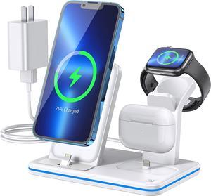 iPhone Charger Stand,QI Fast 3 in 1 Charging Station,Charging Dock for Apple iPhone 14/13/12/11/11pro/11pro Max/X/XS/XR/Xs Max/8/8 Plus,iWatch Series, AirPods 1/2/3/Pro