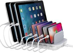 SooPii 70W 7 Port Charging Station for Multiple Devices,Charger Station with One 30W Power Delivery Port for Laptops,and 6 USB Ports for Smart Phones,Tablets,Other Electronics