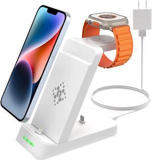 3 in 1 Charging Station for Apple Multiple Devices Charger Station Dock for iPhone 14131211X8Airpods Desk Wireless Charger Stand for Watch Ultra876SE5432White