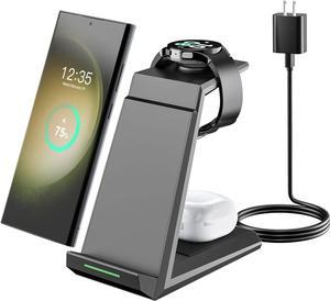 Wireless Charger for Samsung  NANAMI 3 in 1 Charging Station for Multiple Devices Fast Charger Stand Dock for Galaxy S23 Ultra S22 S21 S20 Z Flip Fold 4 Galaxy Watch 55 Pro43 Galaxy Buds 2 Pro