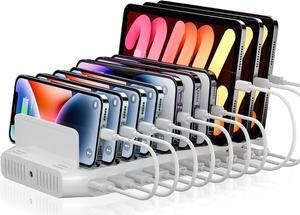 Alxum Multi Charging Station,10 Ports USB Charging Station for Multiple Devices,60W 10 Ports Charging Dock,Compatible with iPad, iPhone, Tablet and Cell Phone
