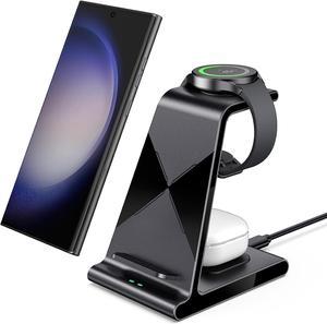 leChivée for Samsung Wireless Charger 3 in 1 Wireless Charger Samsung Charging Station Samsung Watch Charger Stand for Galaxy Watch 5 Active 2 Z Flip Z Fold 3 S22 Plus S21 FE S21 Ultra Buds2 Pro