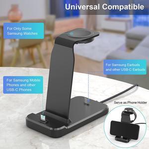 Charging Station for Samsung Multiple Devices3 In 1 Fast Charging Stand Wireless Charger for Samsung Galaxy Watch 55 Pro43ActiveGalaxy S23S22S21S20Note20Note10Z Flip 4Z Fold 4Galaxy Buds