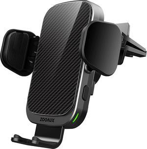 ZOOAUX Wireless Car Charger Vent Mount, 15W Fast Charging Auto-Clamping Car Mount, Air Vent Car Phone Holder for iPhone 15/15 Pro/14/13 Pro/XS/XR/X/8,Samsung S24/S23/22/S21/S10 (Grey)