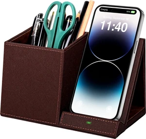 Pen Holder with Wireless Charger, Compatible with iPhone 17/16/15/14/13/12/11/8 Series, Pencil Holder Phone Stand for Desk Home Office, Men Gift Husband Wife Anniversary Dad Birthday Idea Gadget Pen Holder with Wireless Charger, Compatible with iPhone 17/16/15/14/13/12/11/8 Series, Pencil Holder Phone Stand for Desk Home Office, Men Gift Husband Wife Anniversary Dad Birthday Idea Gadget