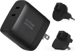 Native Union Fast GaN Charger PD 67W  Ultra-Compact Multi-Device Power Delivery Enabled USB-C Charger Up to 67W  for MacBook Pro, iPads, iPhones, Pixel, Galaxy & Other Type-C Devices (Black)