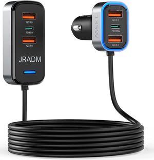 Multi Port Car Charger, 135W 6 Port USB C Car Charger PD 45W & QC3.0 30W Super Fast Charging for Multiple Devices, Cigarette Lighter USB Charger with 5FT Cable Compatible iPhone 14/Samsung/iPad Pro