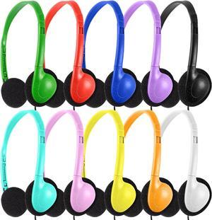 Hongzan Kids Headphones Bulk 10 Pack Multi Colored for Classroom School Students Children Teen Boys Girls, Wholesale Disposable Headsets Durable Earphones (10 Mixed)