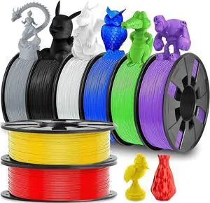 3D Printer Filament, 1.75mm PLA 3D Printing Filament in Total 2 KG, Dimensional Accuracy +/- 0.03 mm Widely Compatible for 3D Printing (8 Pack)