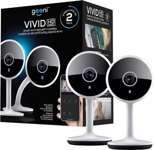Geeni Vivid Indoor Smart Wi-Fi Camera, 1080p HD Surveillance with 2-Way Talk and Motion Detection, Compatible with Alexa and Google Assistant, No Hub Required (2 Pack)