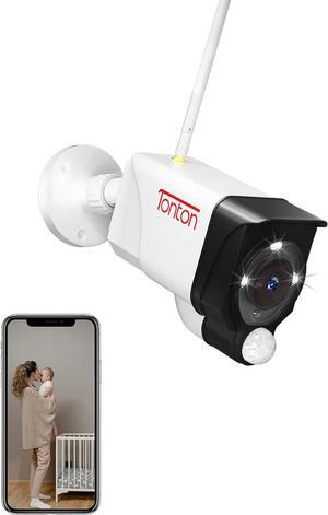 [Add -on 3MP Camera] Tonton 3MP Ultra HD Wireless IP Network Camera Outdoor Indoor Security Camera with PIR Sensor, 2 Way Audio, Floodlight, Suitable for All of Tonton NVR and All in one Kits