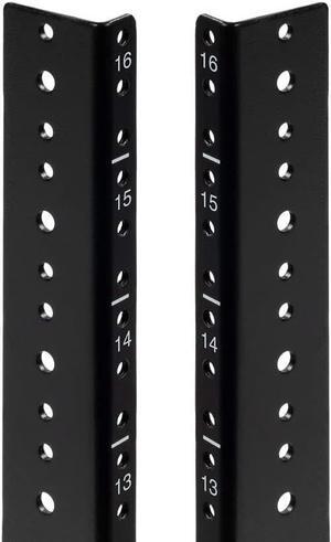 NavePoint 16U Vertical Rack Rail Pair DIY Kit with Hardware, Black