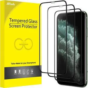 JETech Full Coverage Screen Protector for iPhone 11 Pro Max/iPhone XS Max 6.5-Inch, Black Edge, 9H Tempered Glass Film Case-Friendly, HD Clear, 3-Pack