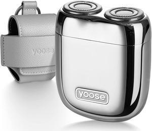 yoose Mini Rotary Shaver, Electric Razor for Men, Alloy Body & Magnetic Shaving Head, Close Shave, IPX7 Waterproof, USB C Rechargeable, Cordless Electric Razor with Travel Case, Ideal Gift, Silver